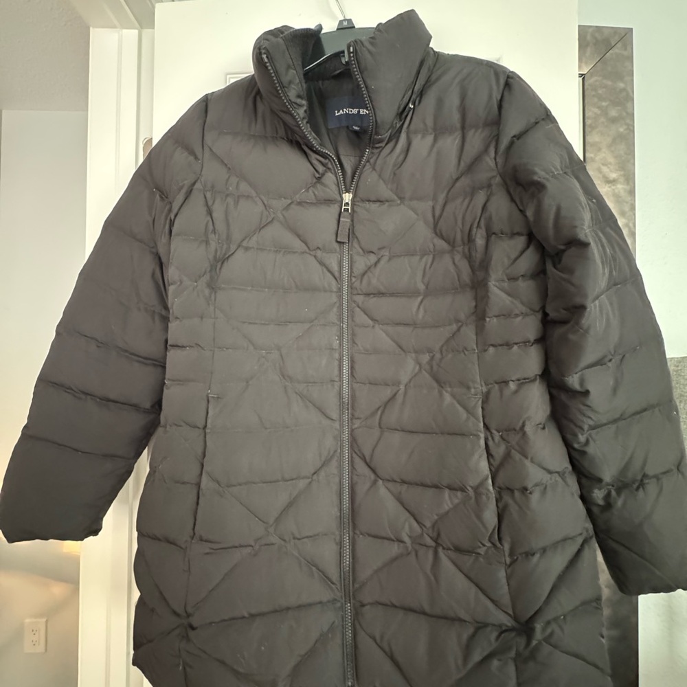 Lands' End Women's Dark Gray Puffer Coat